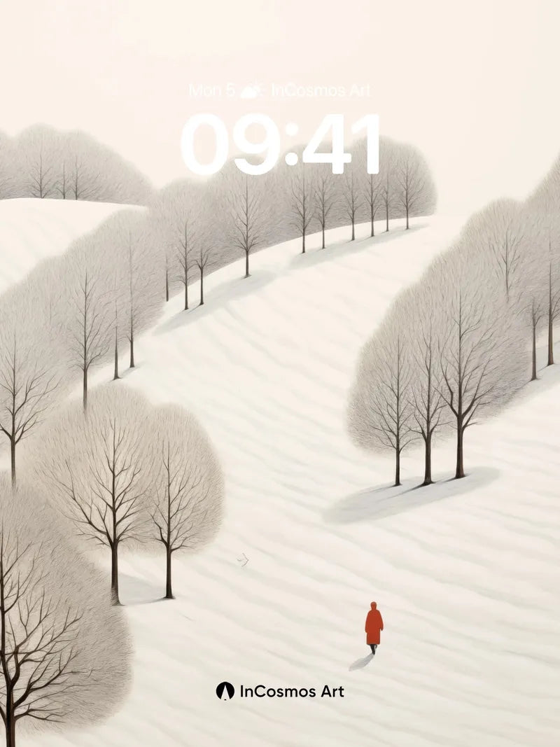Serenity Snowdrift Wallpaper with Solitary Walker