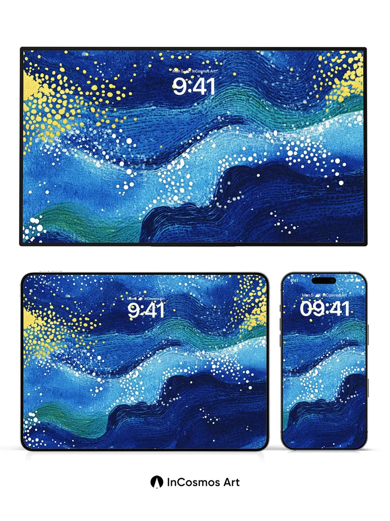 Starry Wave Wallpaper with Cosmic Dots