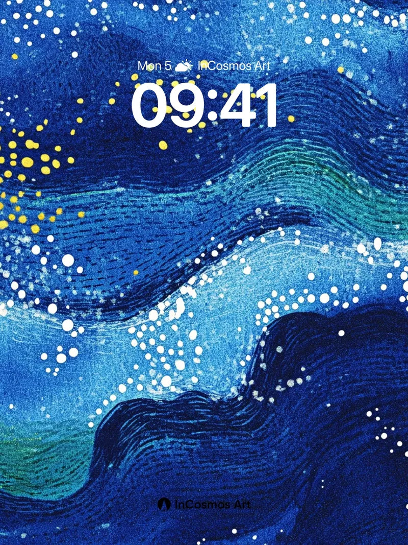 Starry Wave Wallpaper with Cosmic Dots