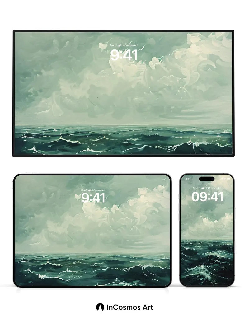 Storm-Whispered Ocean Wallpaper with Ethereal Clouds