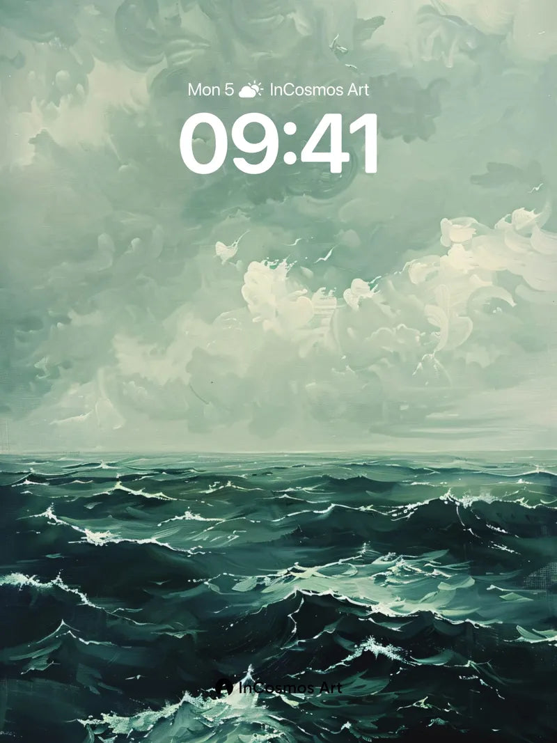 Storm-Whispered Ocean Wallpaper with Ethereal Clouds wallpaper for iPhone, iPad & Mac