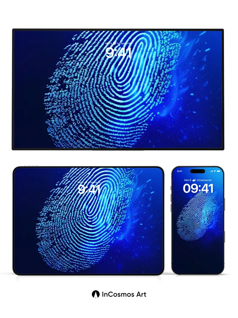 Electric Pulse Fingerprint Wallpaper with Digital Veins