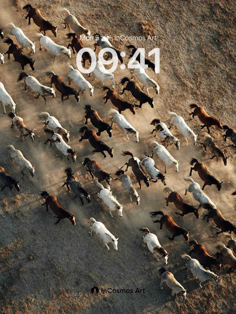 Dust-Whispered Herd Wallpaper with Wild Motion wallpaper for iPhone, iPad & Mac