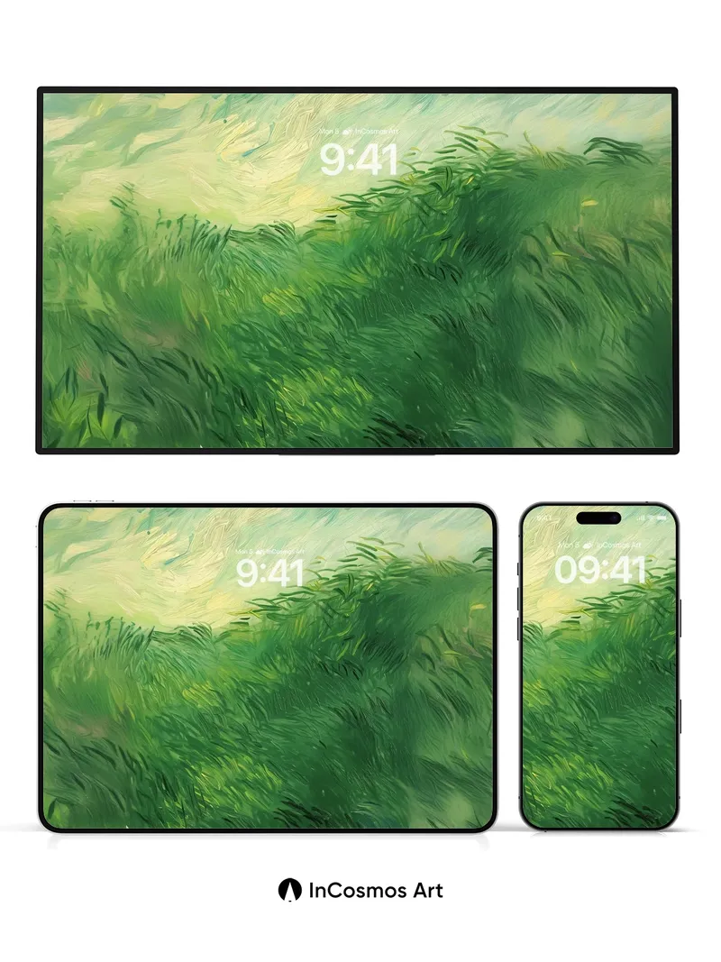 Whispering Meadow Wallpaper with Van Gogh's Brush