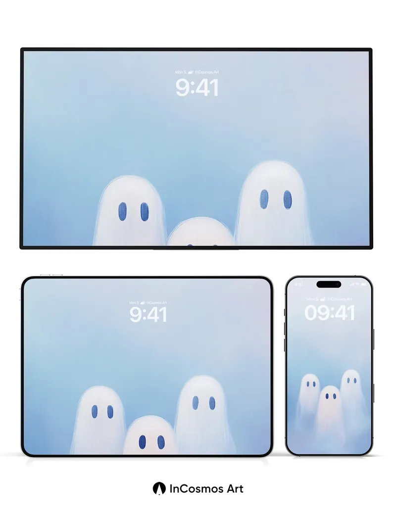 Whispering Ghosts Wallpaper with Soft Blue Haze