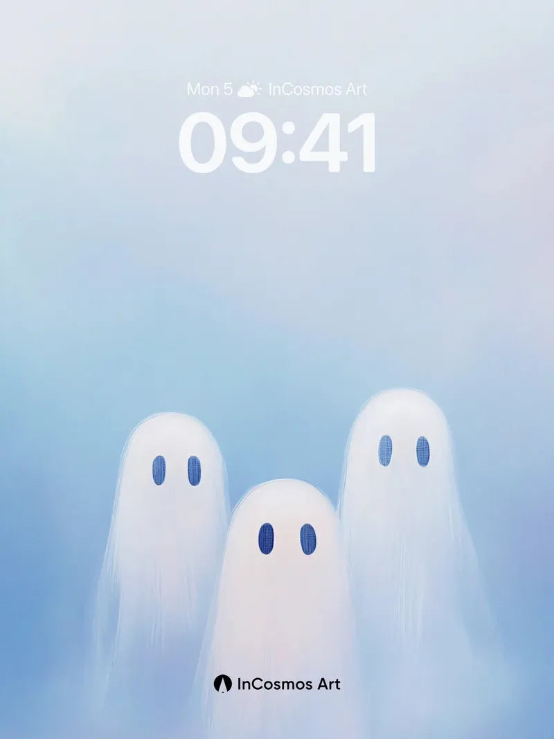 Whispering Ghosts Wallpaper with Soft Blue Haze