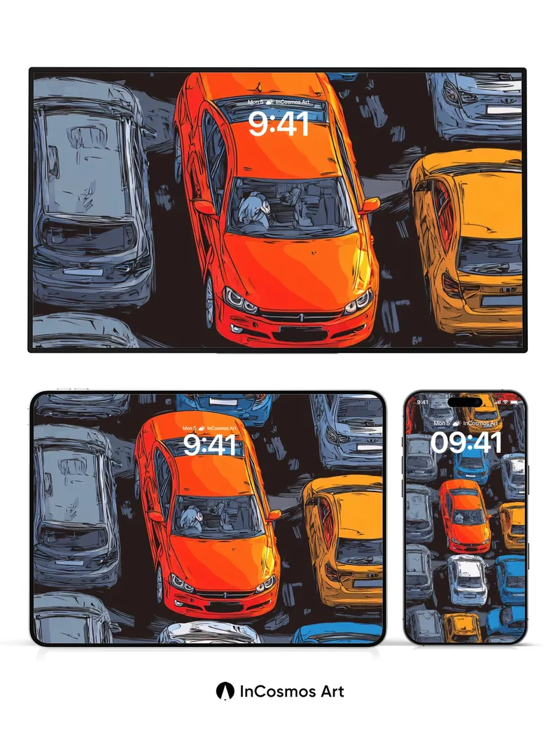 Urban Pulse Wallpaper with Neon Grids