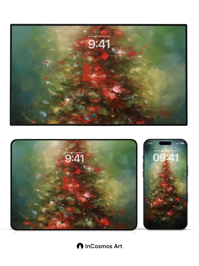 Luminous Evergreen Wallpaper with Starlit Canopy