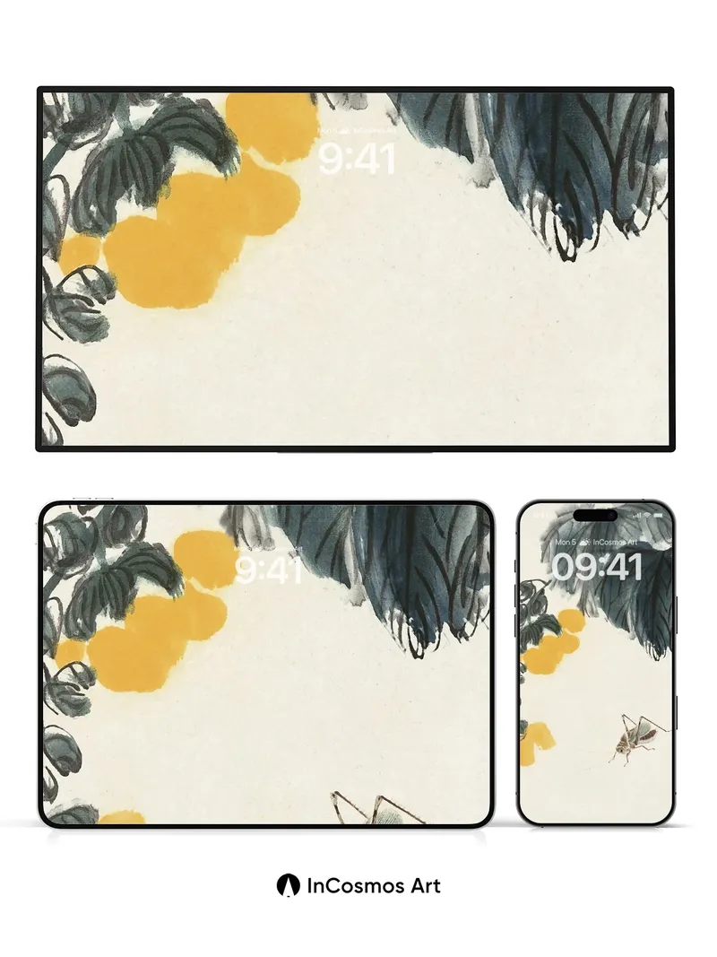 Serene Ink Garden Wallpaper with Cricket Whispers