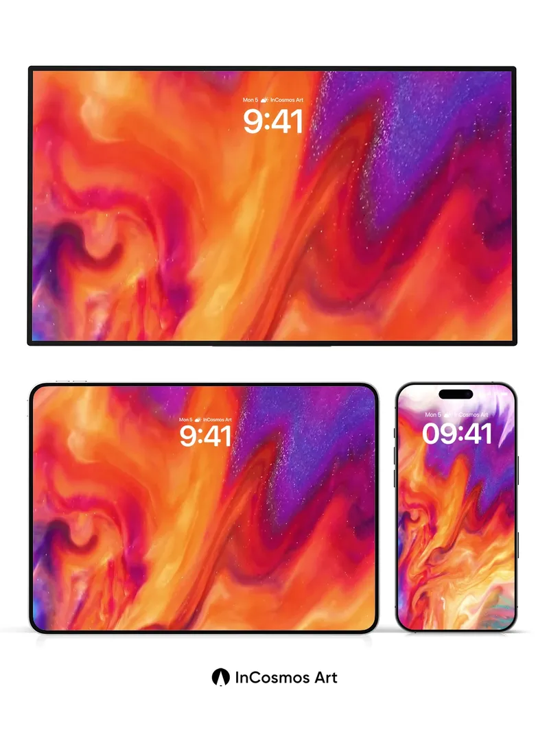 Incandescent Flame Wallpaper with Cosmic Veil