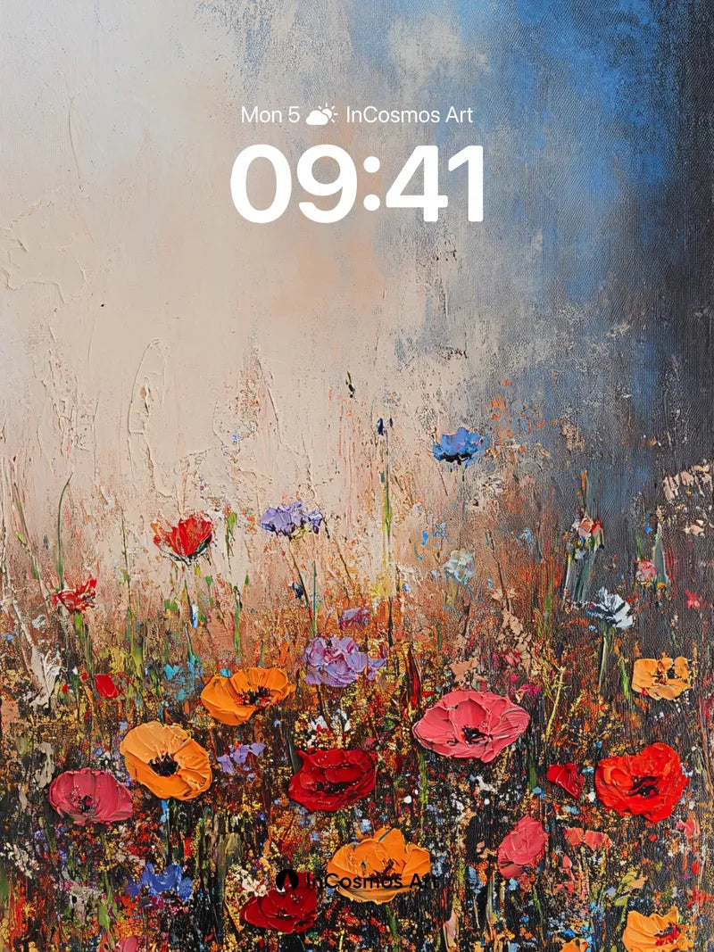 Wildflower Reverie Wallpaper with Textured Sky