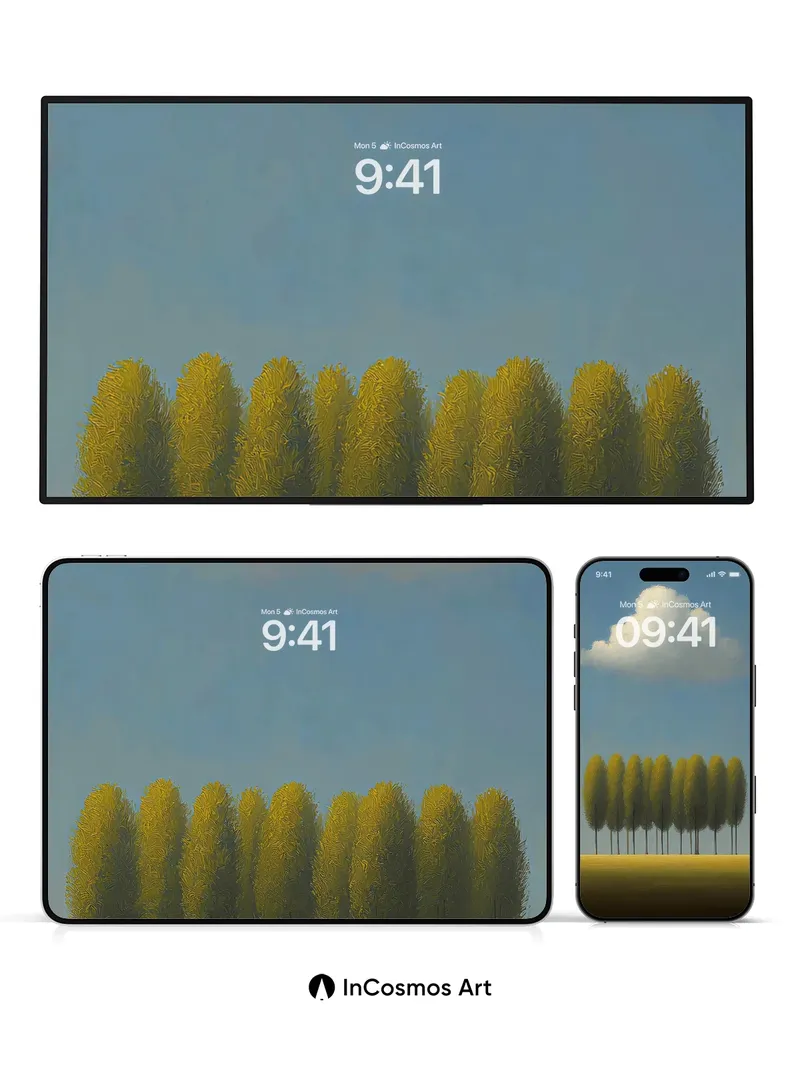 Serenity Row Wallpaper with Floating Cloud