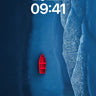 Calm Crimson Boat Wallpaper with Ocean Veil wallpaper for iPhone, iPad & Mac
