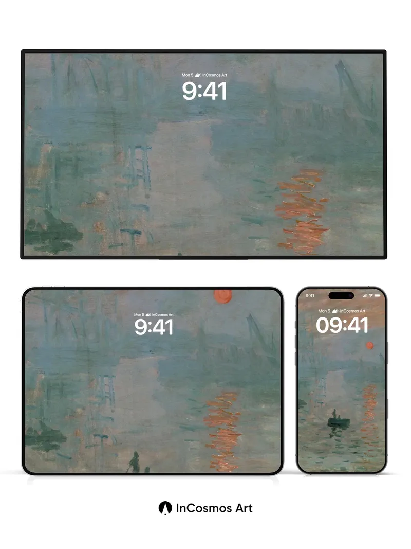 Sunset Hush Wallpaper with Monet's Brushstroke