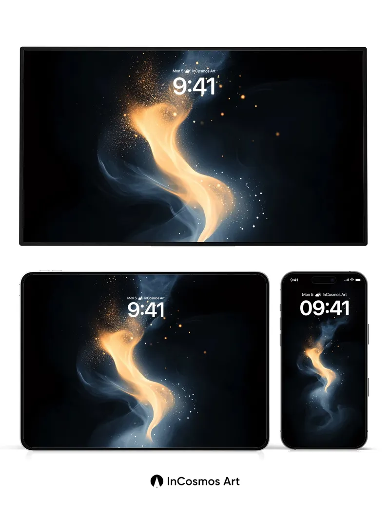 Luminous Smoke Wallpaper with Golden Embers