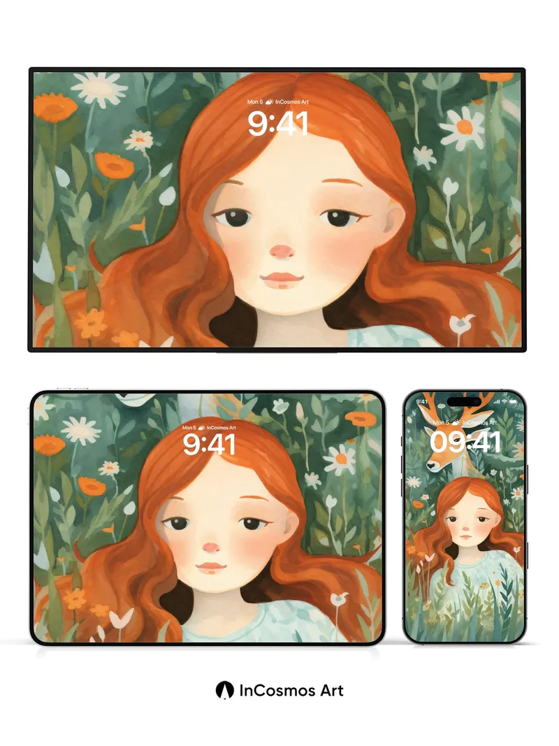 Whispering Woods Wallpaper with Gentle Stag