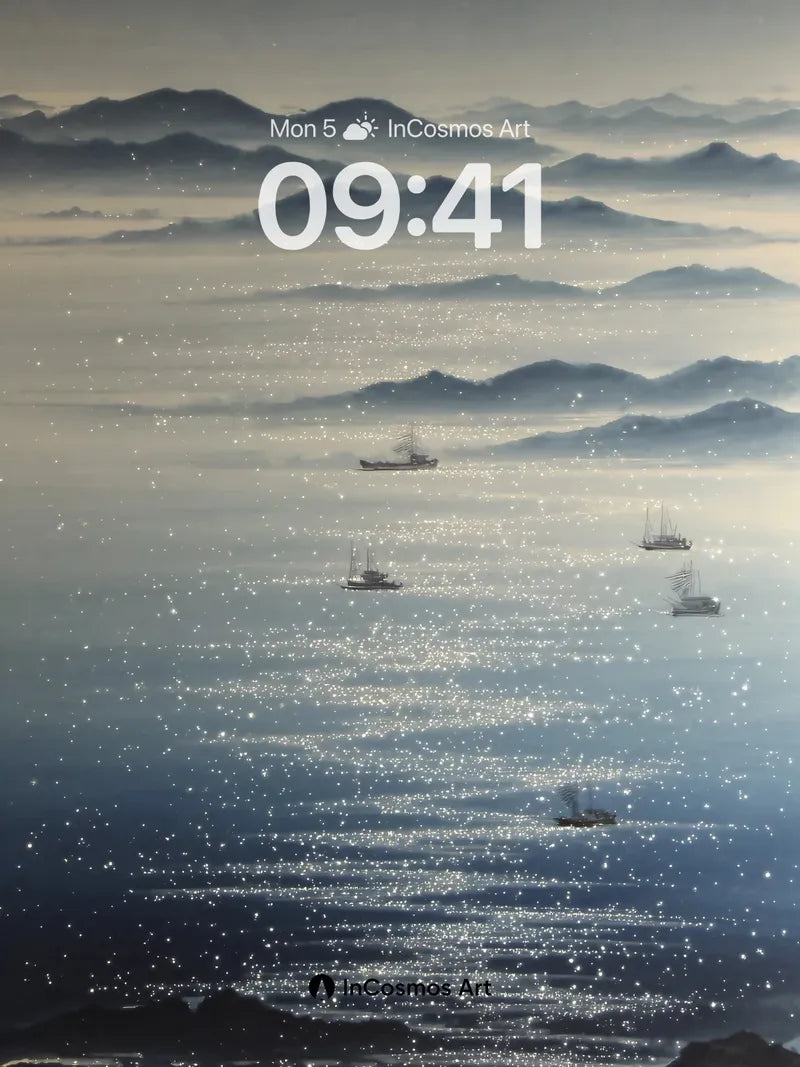 Silent Sea Mirage Wallpaper with Floating Vessels wallpaper for iPhone, iPad & Mac