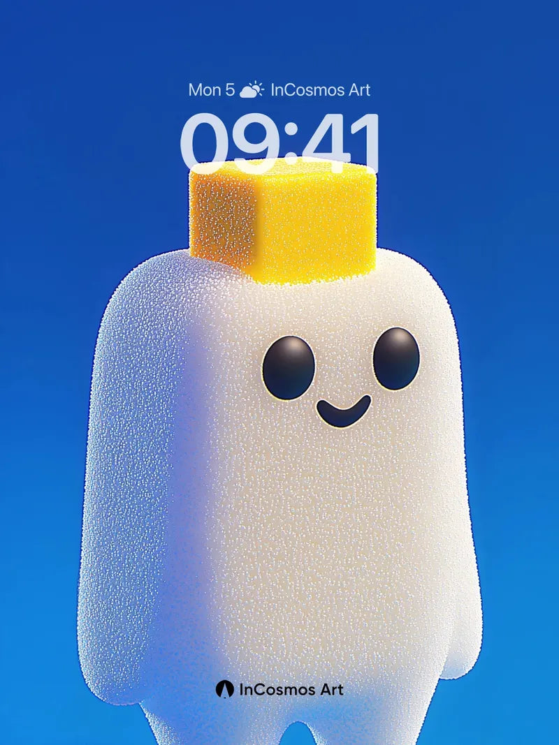 Playful Ghost Wallpaper with Yellow Crown