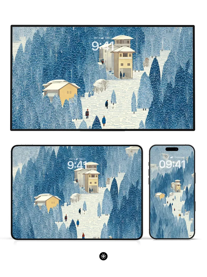 Snowy Forest Retreat Wallpaper
