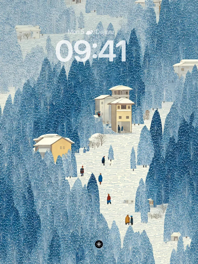 Snowy Forest Retreat Wallpaper