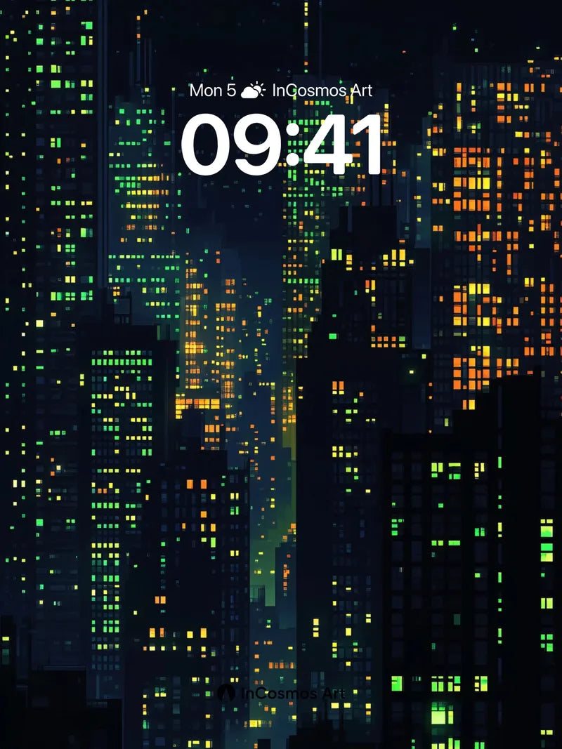Neon Pulse Wallpaper with Pixel Grids