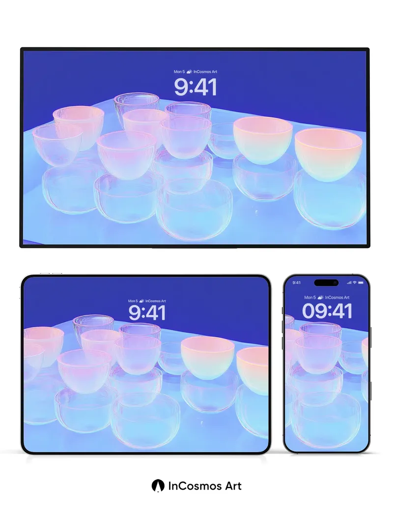 Luminous Glass Wallpaper with Ethereal Hues