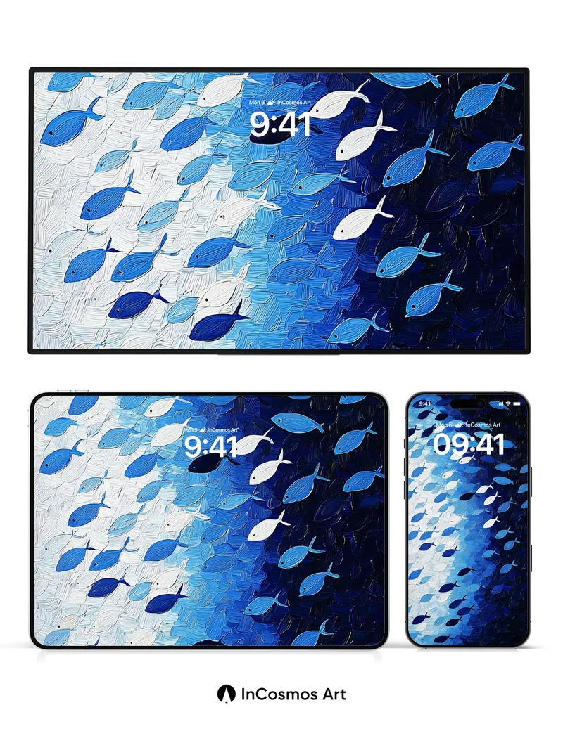 Oceanic Drift Wallpaper with Brushstroke Currents