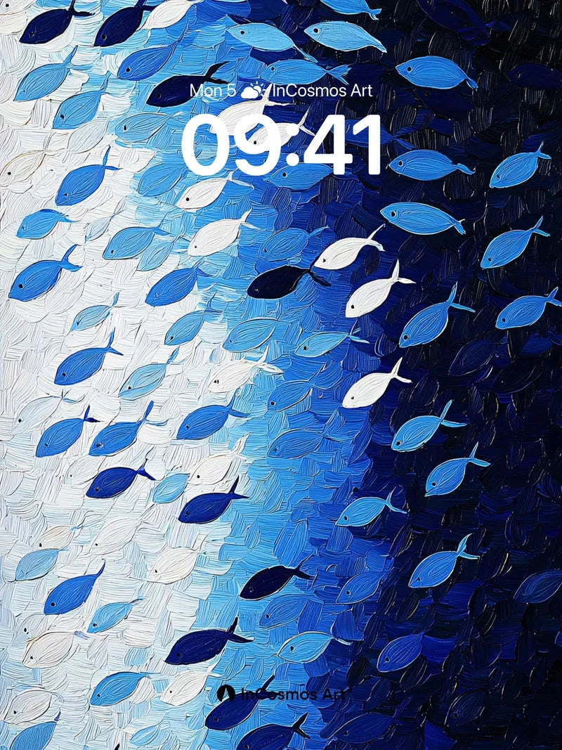 Oceanic Drift Wallpaper with Brushstroke Currents