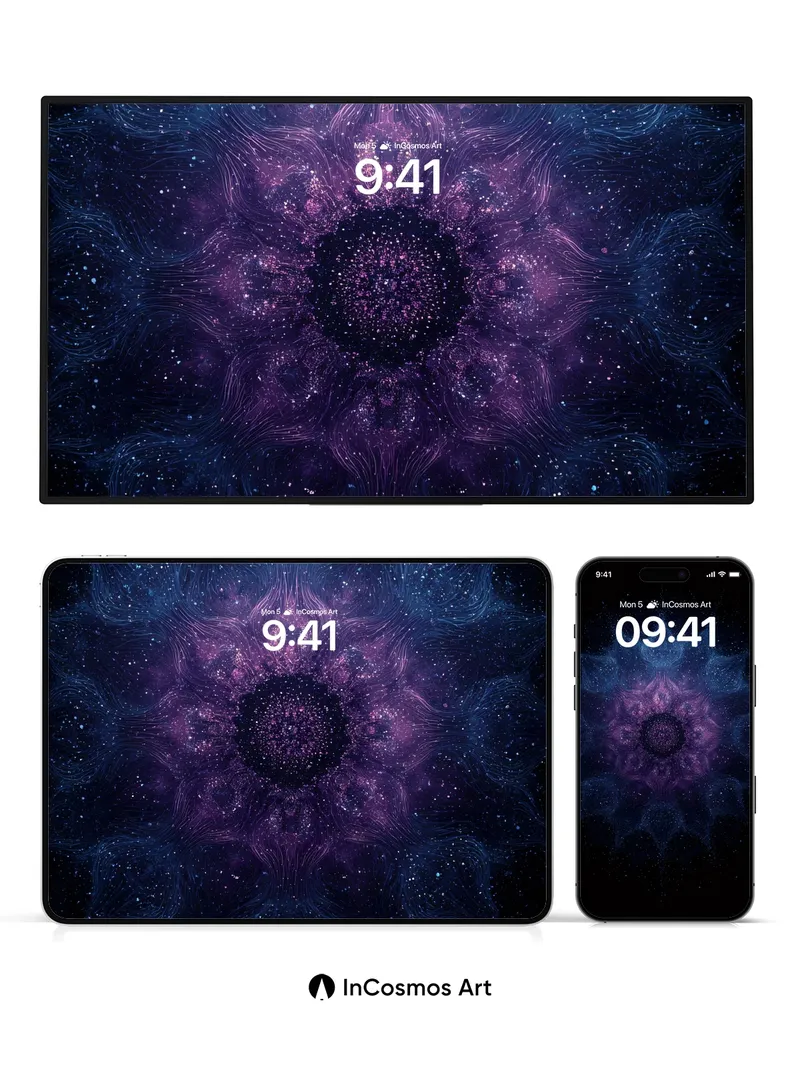 Cosmic Lattice Wallpaper with Nebula Veins