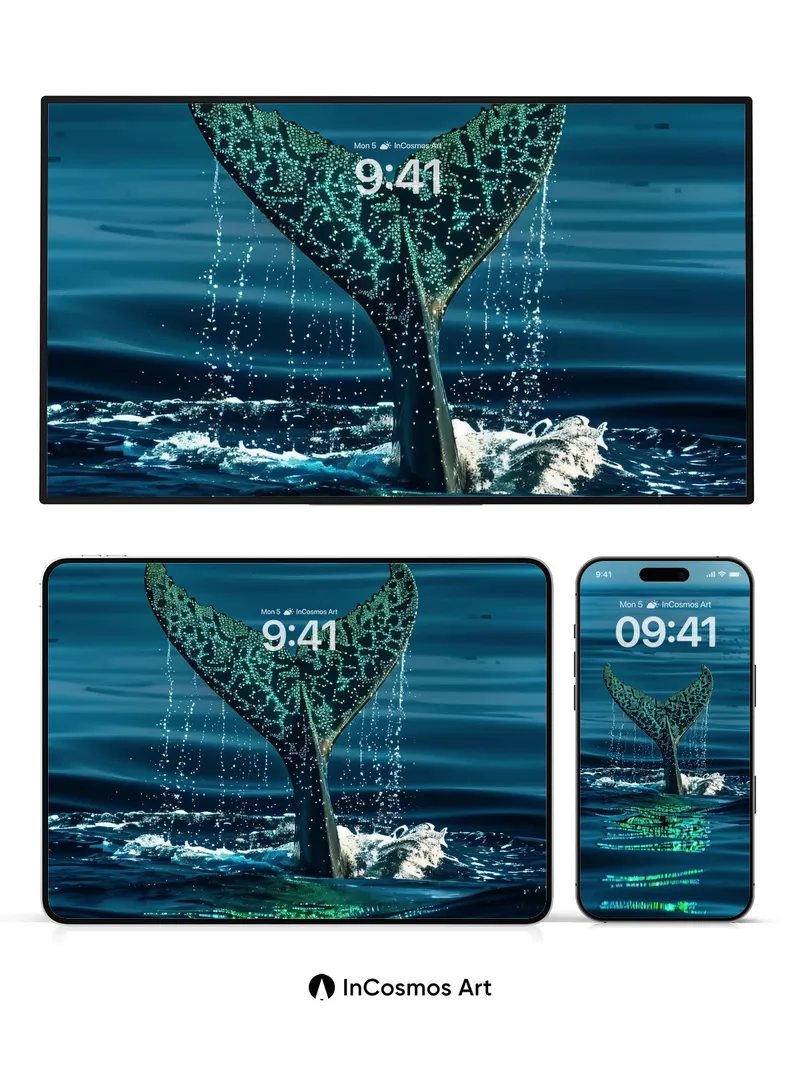 Serenity Whale Tail Wallpaper with Digital Drift