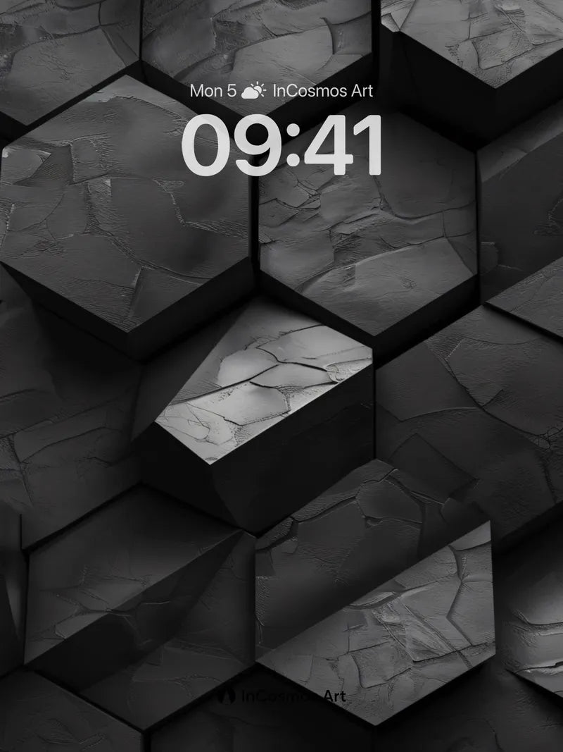 Shadowed Hexagon Wallpaper with Cracked Stone Texture