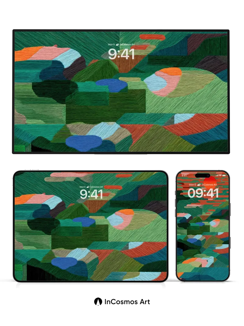 Crimson Horizon Wallpaper with Stitched Light