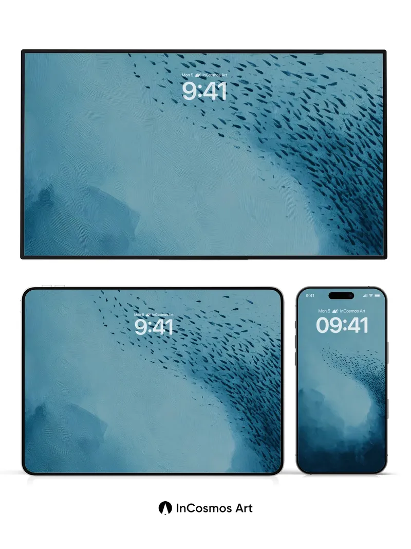 Serenity Swarm Wallpaper with Deep Ocean Currents