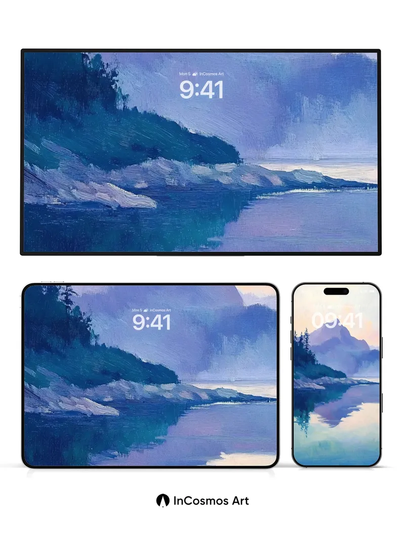 Serenity Peak Wallpaper with Misty Reflections