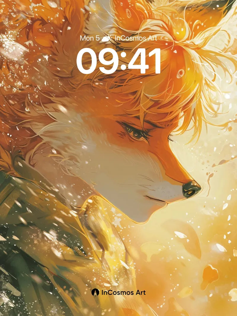 Golden Hush Wallpaper with Fox Whisper wallpaper for iPhone, iPad & Mac