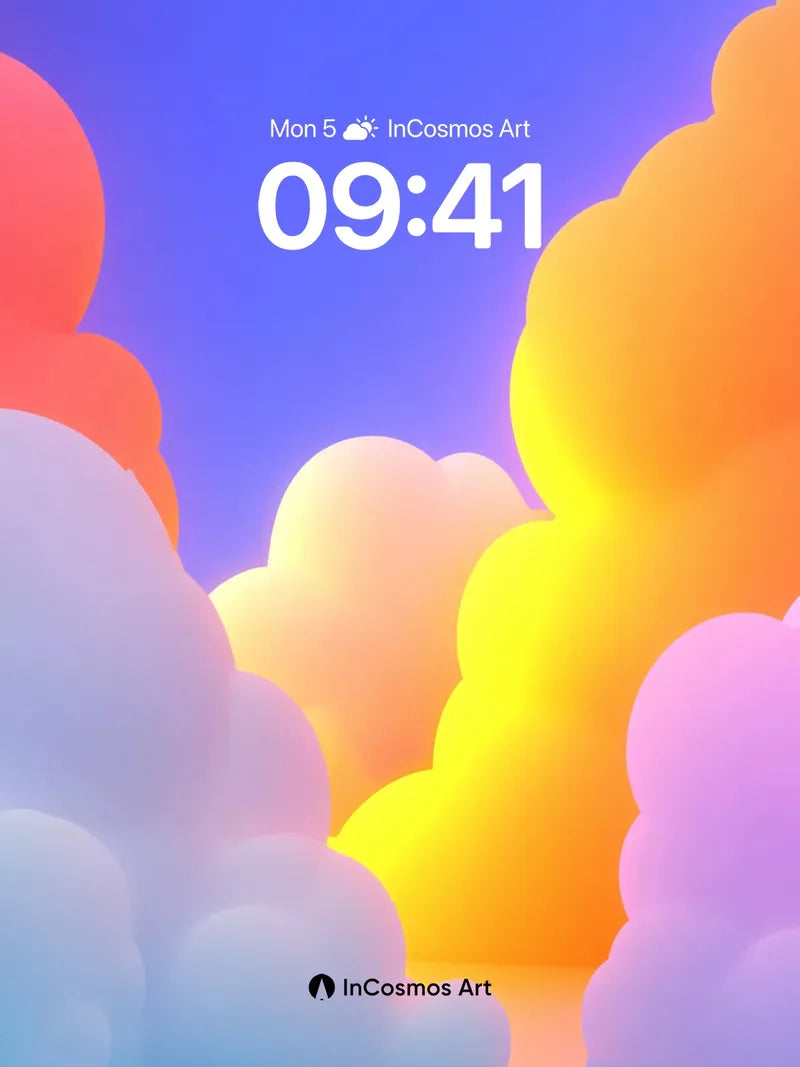 Luminous Cloudscape Wallpaper with Rainbow Reflections