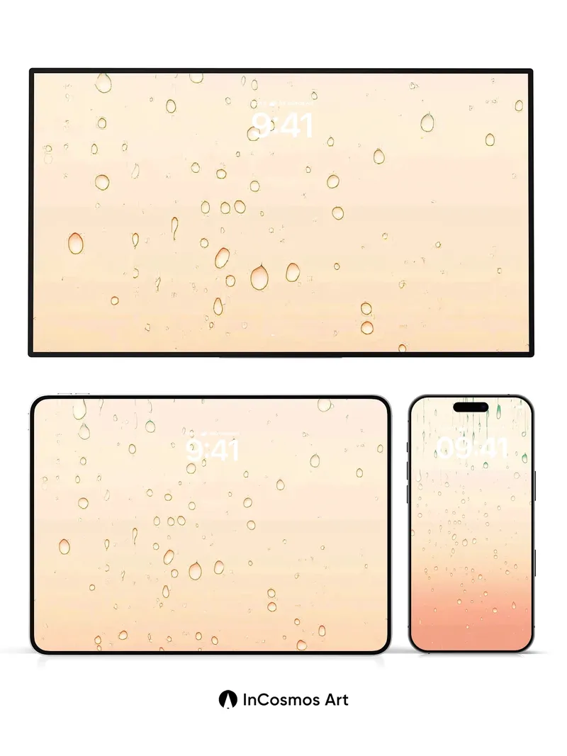 Gilded Raindrop Wallpaper with Gradient Hues