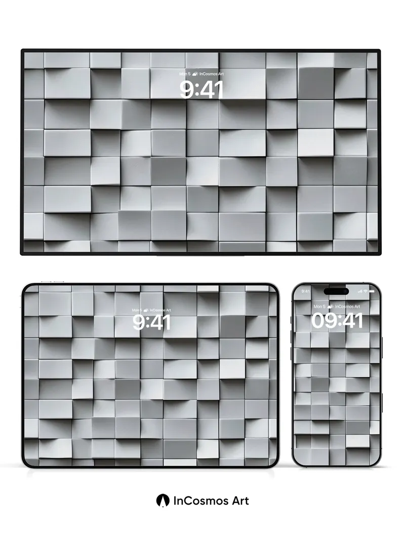 Silent Geometry Wallpaper with Floating Cubes