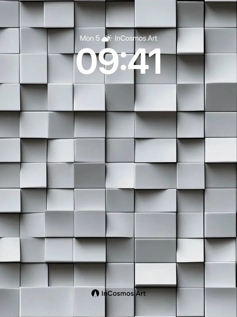 Silent Geometry Wallpaper with Floating Cubes