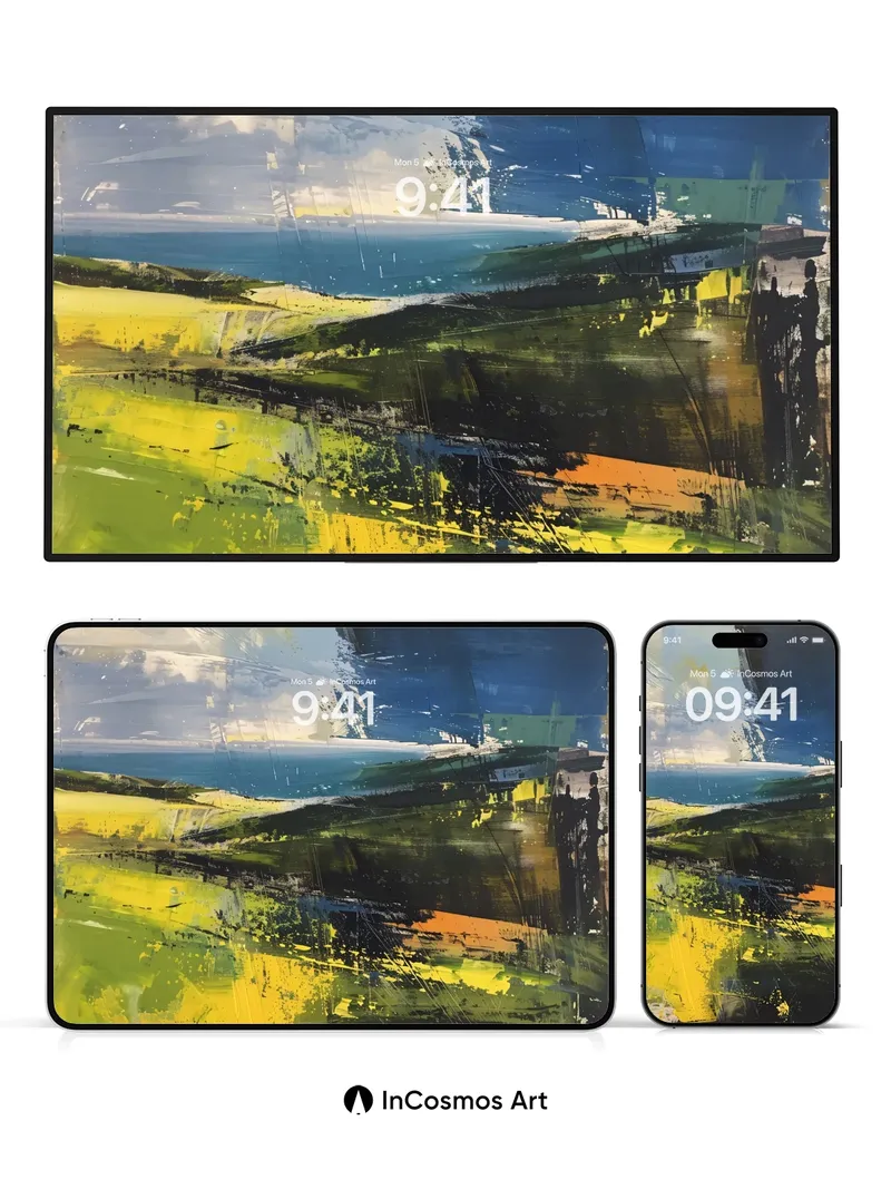 Storm-Touched Fields Wallpaper with Fractured Light