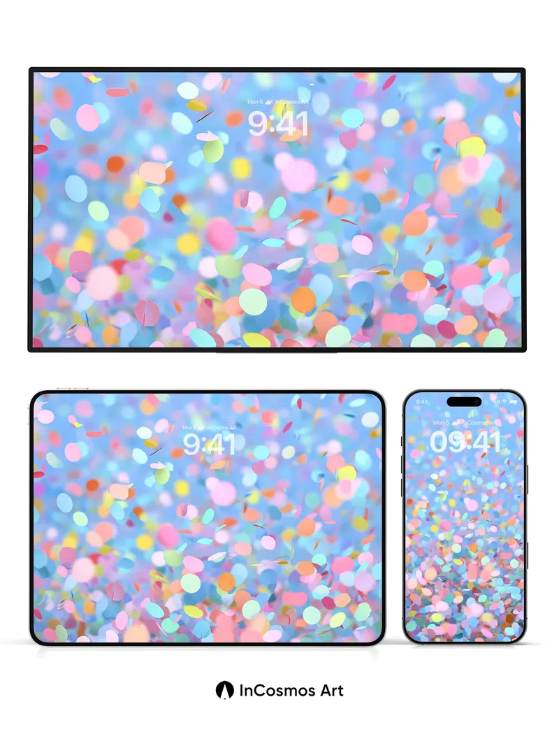 Floating Confetti Wallpaper with Pastel Hues