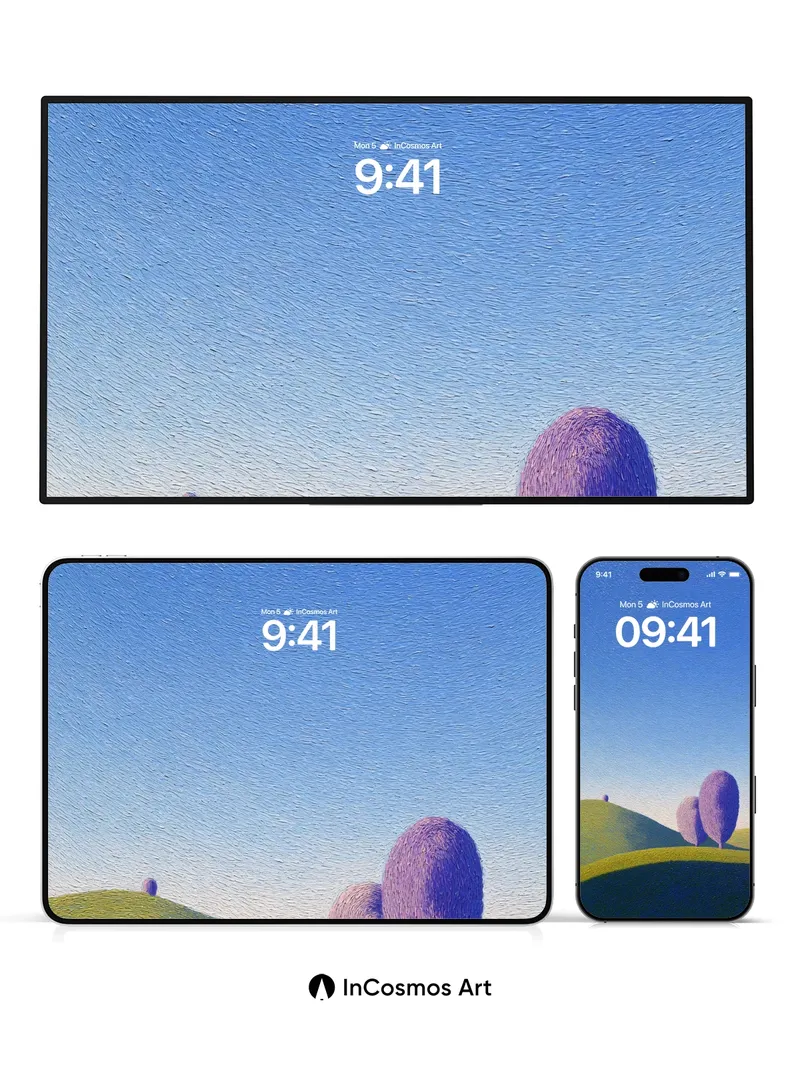 Serene Horizon Wallpaper with Velvet Trees