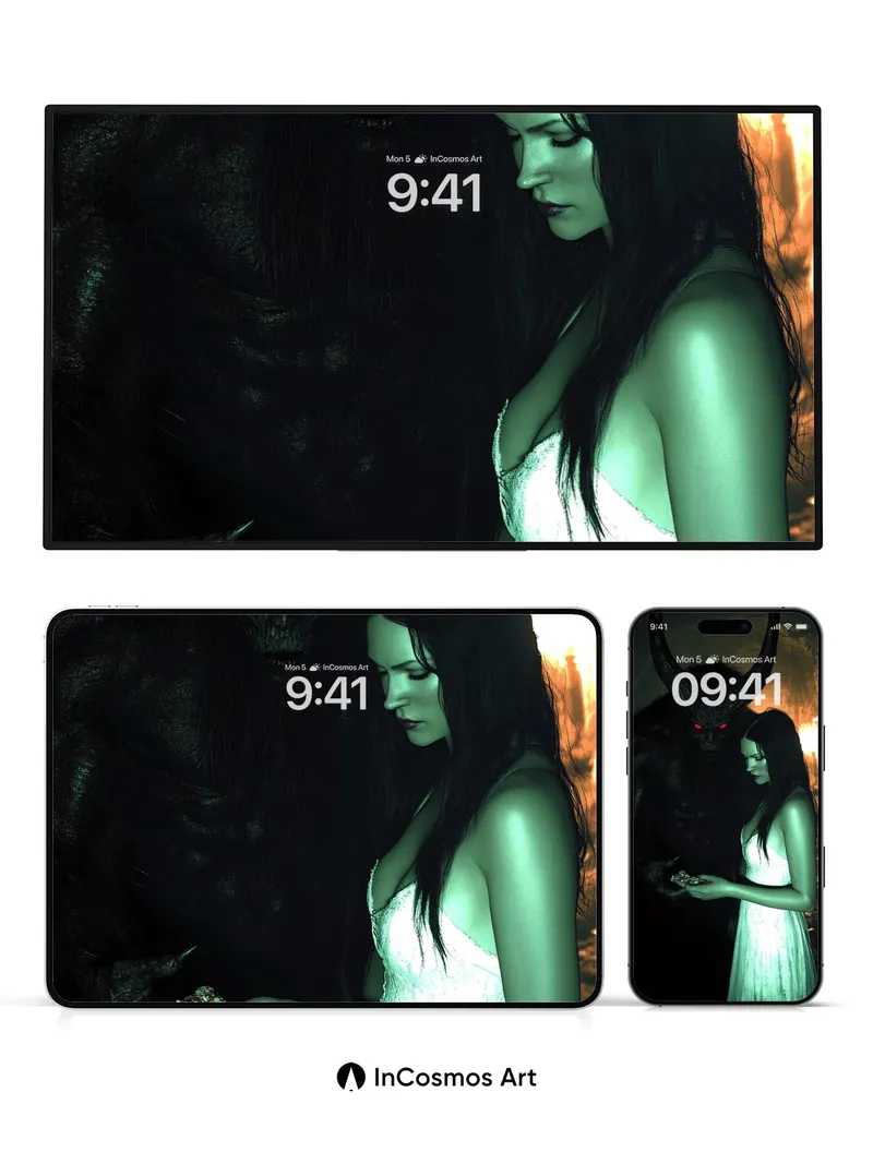 Ethereal Shadow Wallpaper with Crimson Gaze