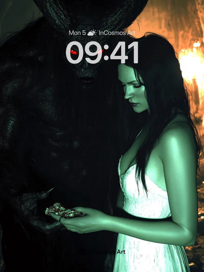 Ethereal Shadow Wallpaper with Crimson Gaze