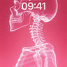 Crimson Veil Wallpaper with Skeletal Luminescence wallpaper for iPhone, iPad & Mac