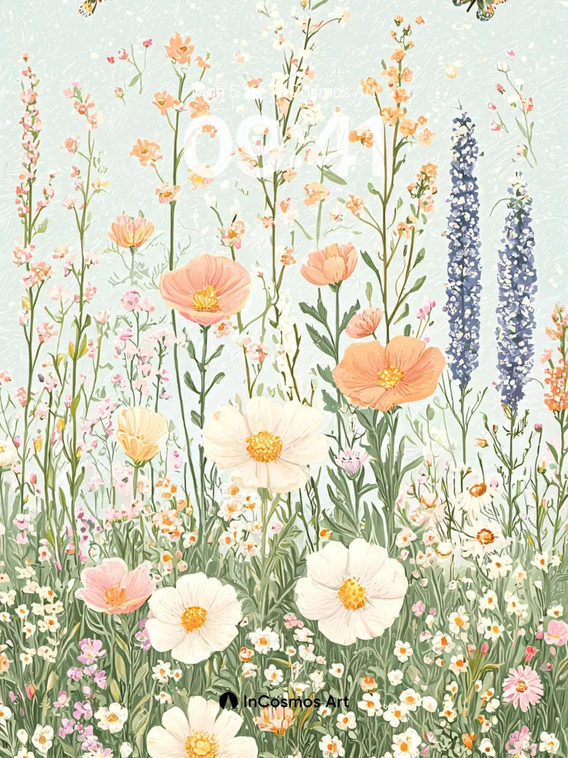 Serene Meadow Wallpaper with Fluttering Wings