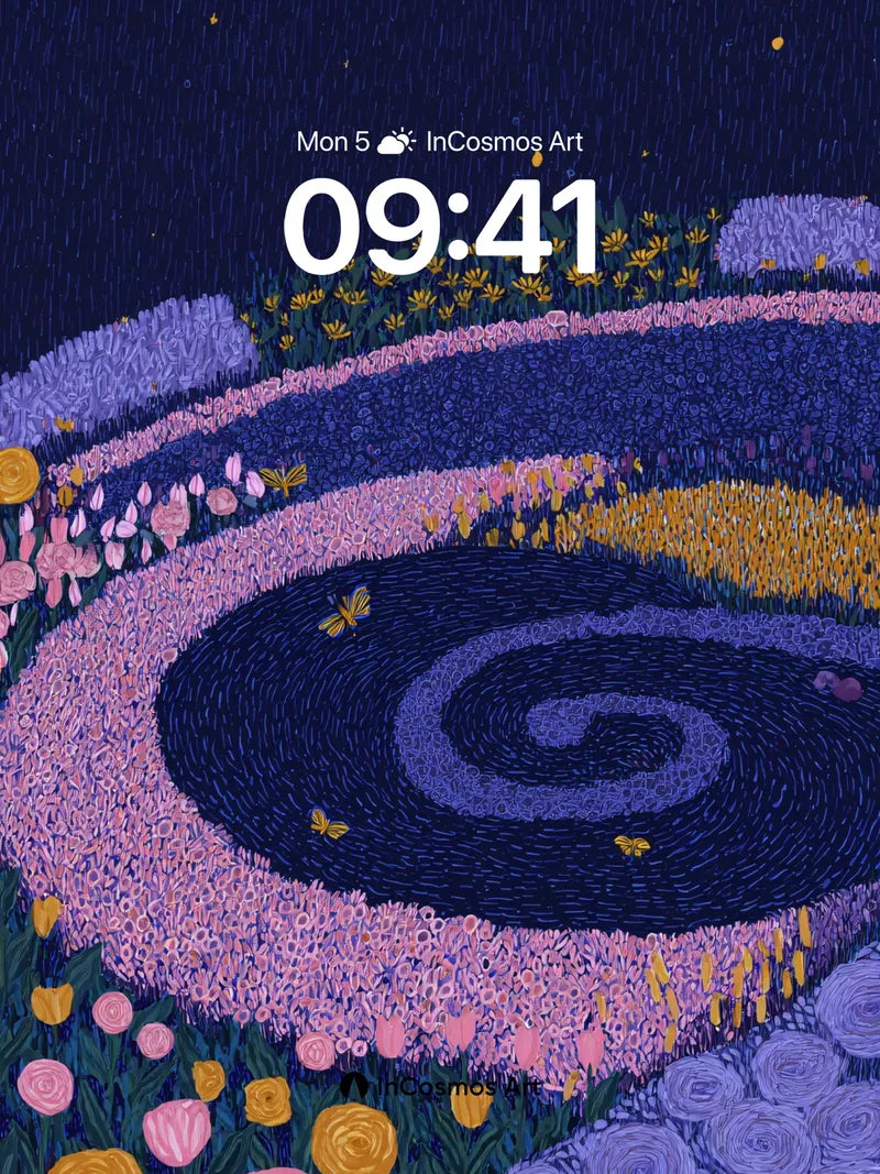 Nocturnal Spiral Wallpaper with Starlit Garden wallpaper for iPhone, iPad & Mac