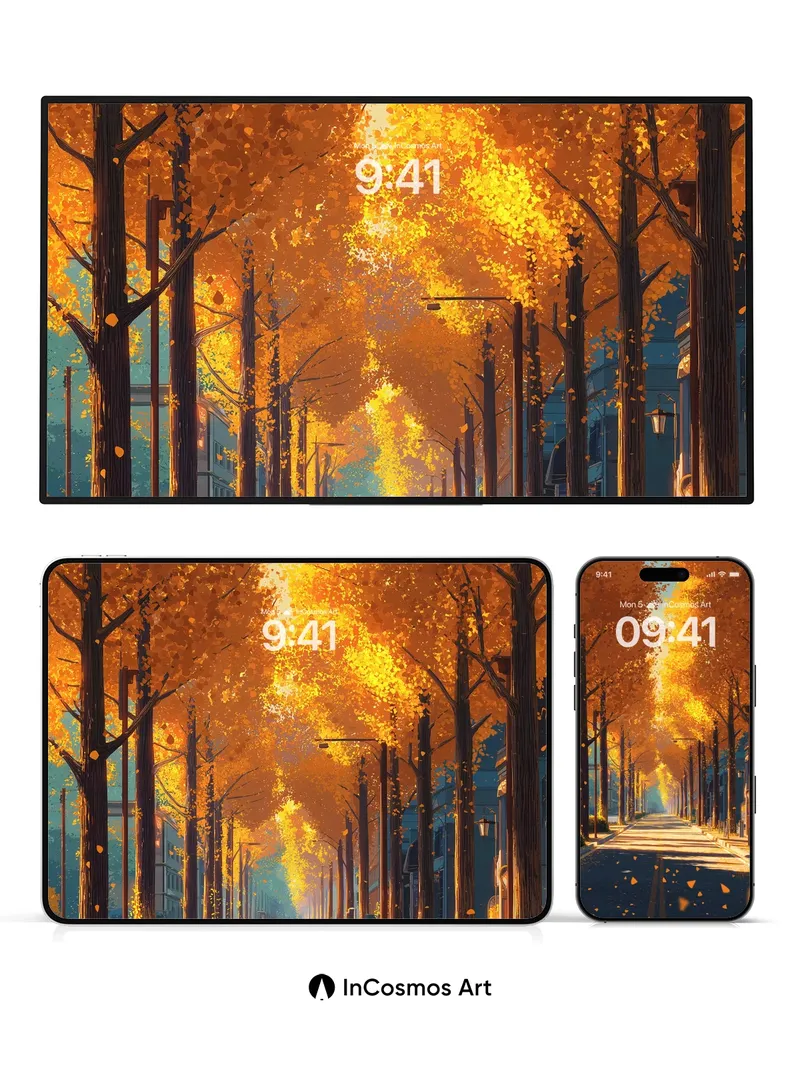 Golden Hush Wallpaper with Falling Light