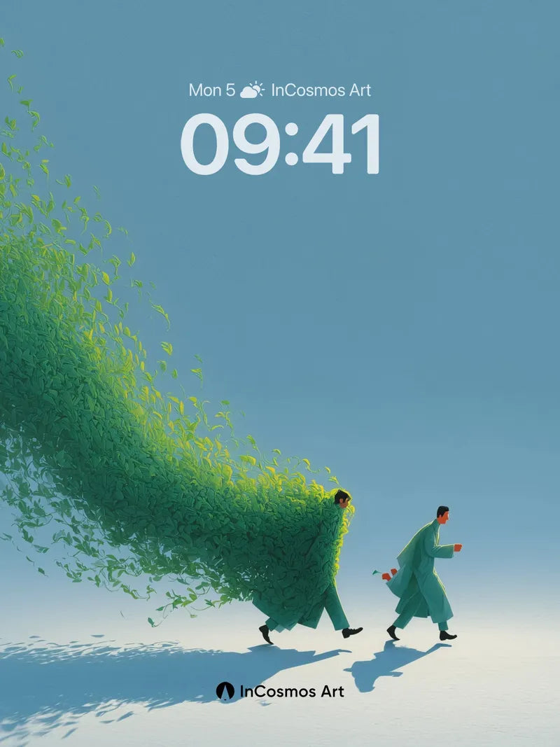 Serenity Flow Wallpaper with Living Green Trails wallpaper for iPhone, iPad & Mac