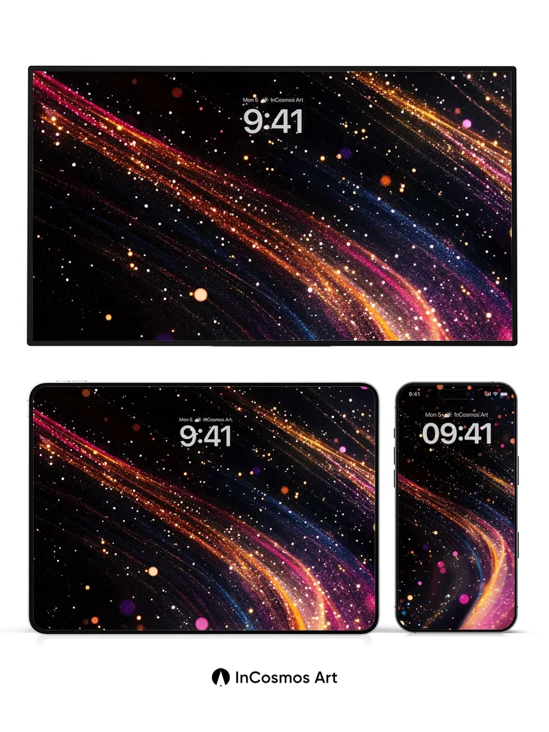 Cosmic Veil Wallpaper with Starlit Trails